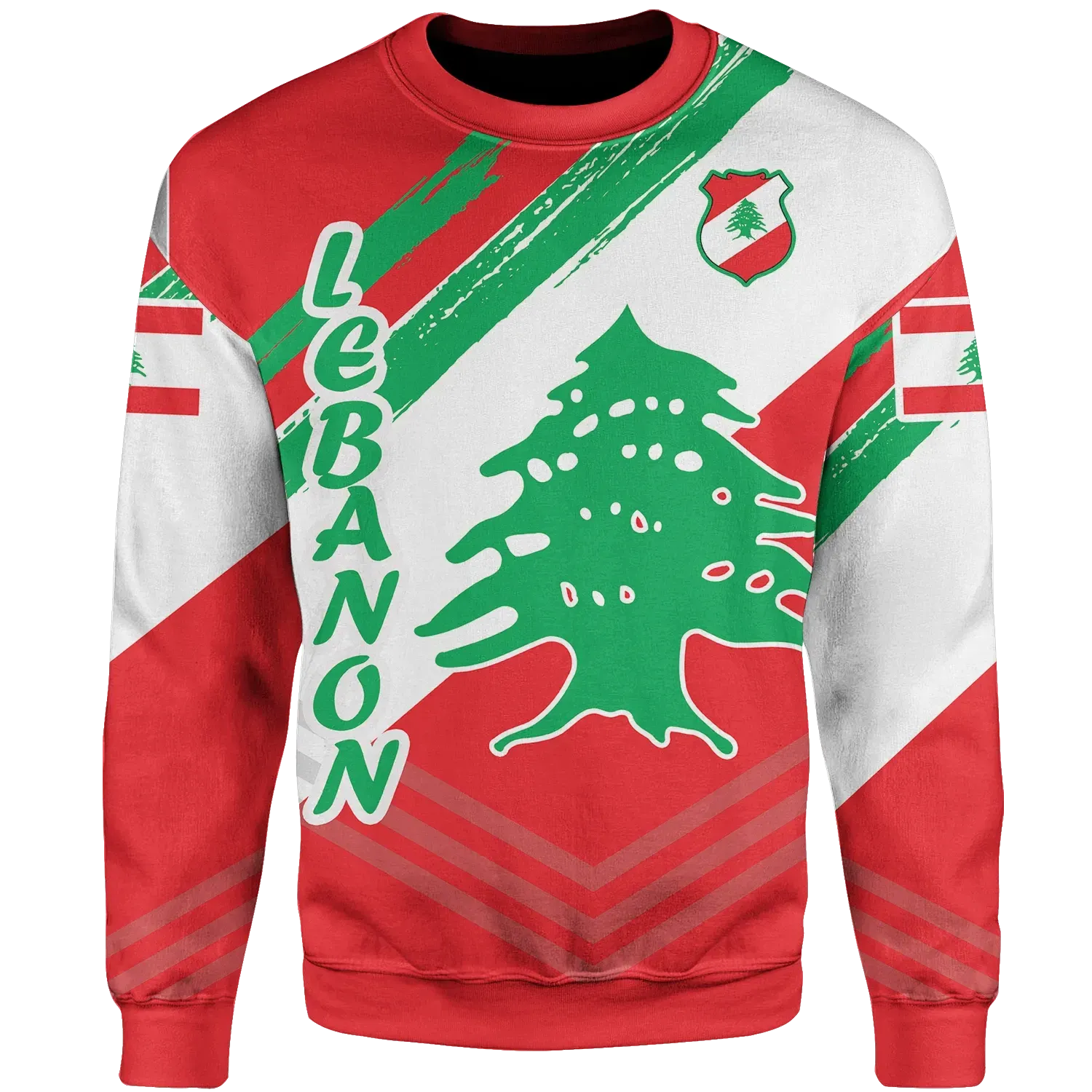 Lebanon Personalised Sweatshirt - Lebanon Flag Polygon Style24 RLT6 - Wonder Print Shop