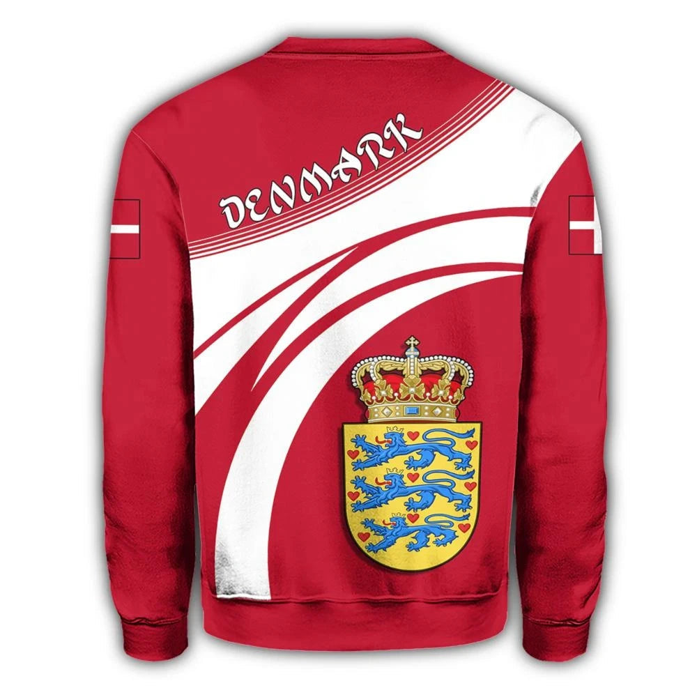 Denmark Coat Of Arms Sweatshirt Cricket Style RLT13 - Wonder Print Shop
