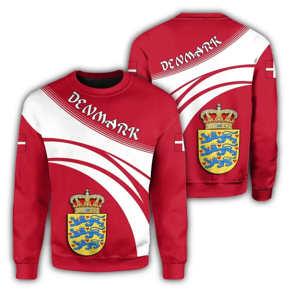 Denmark Coat Of Arms Sweatshirt Cricket Style RLT13 - Wonder Print Shop