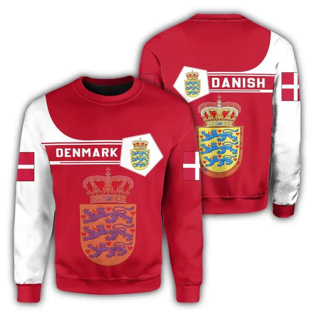 Denmark Coat Of Arms Sweatshirt Simple Style RLT13 - Wonder Print Shop