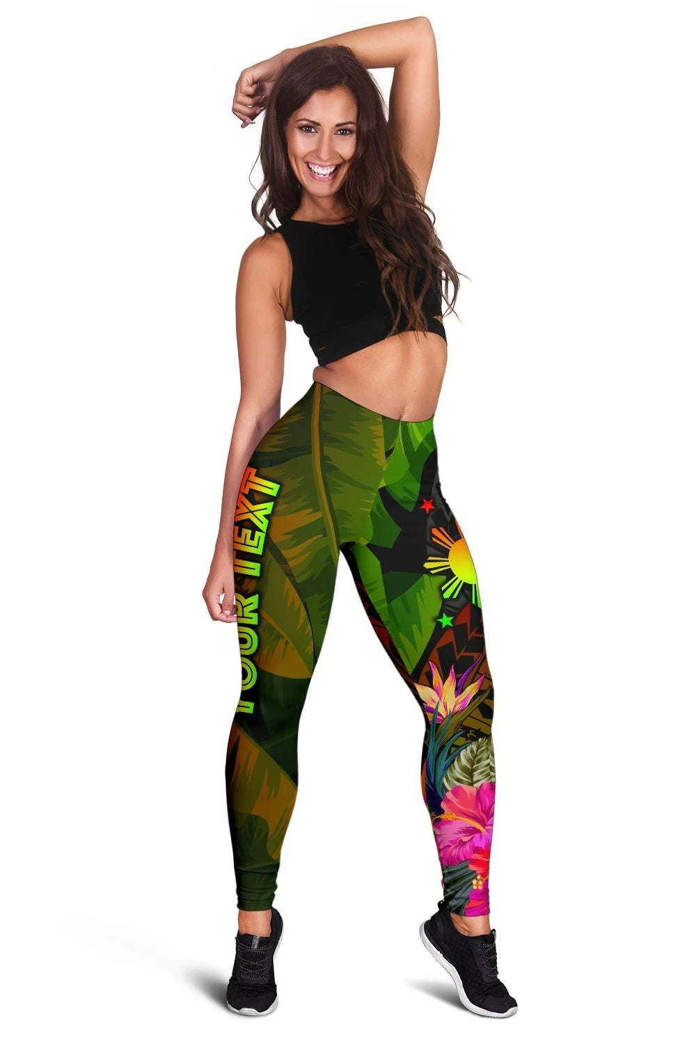 the-philippines-polynesian-personalised-womens-leggings-hibiscus-and-banana-leaves