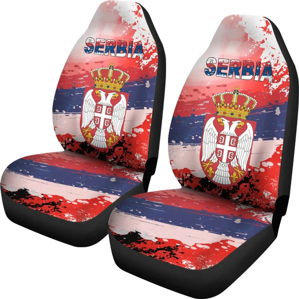 Serbia Car Seat Covers Serbia National Flag and Emblem RLT7 - Wonder Print Shop