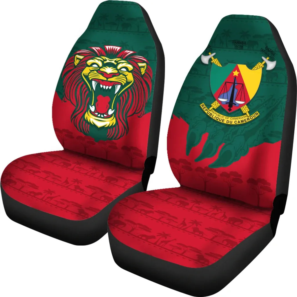 Cameroon Car Seat Covers Lion RLT7 - Wonder Print Shop
