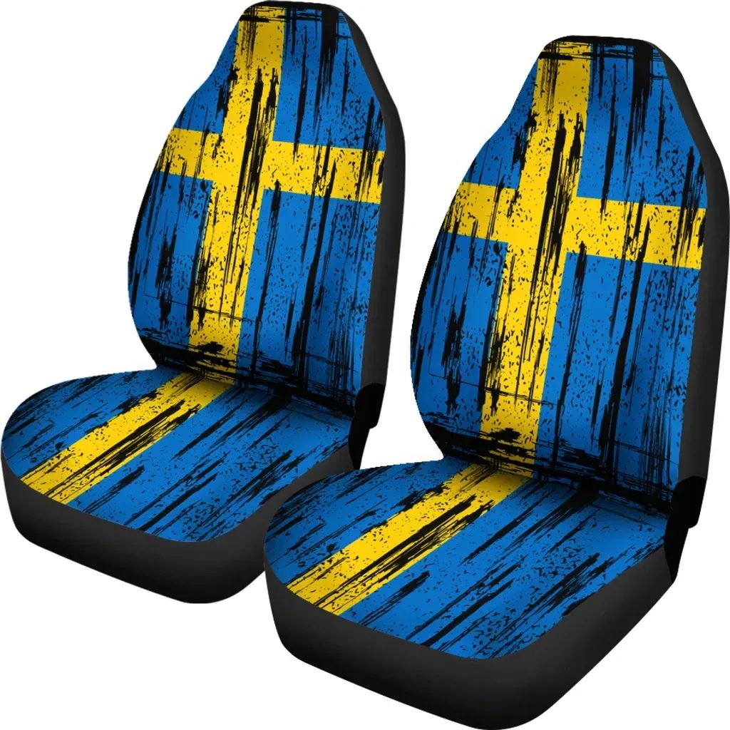 Sweden Grunge Flag Car Seat Cover RLT7 - Wonder Print Shop