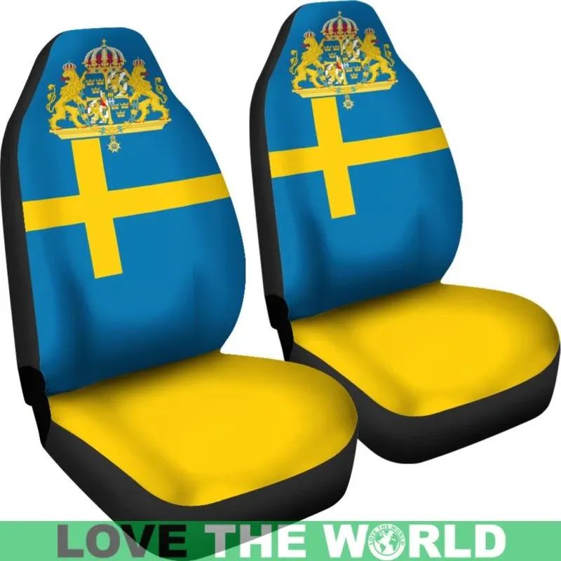 Sweden Flag and Coat Of Arms Car Seat Covers RLT7 - Wonder Print Shop