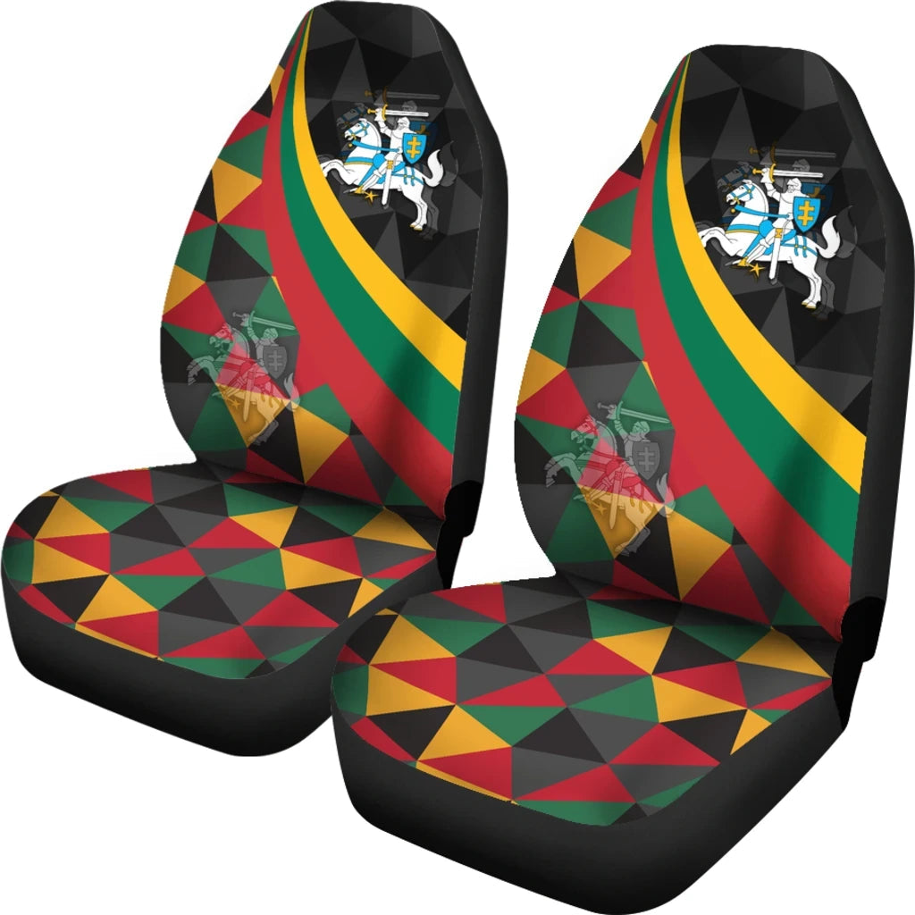 Lithuania car_seat_cover - Lithuania Coat Of Arms with Flag Color RLT6 - Wonder Print Shop