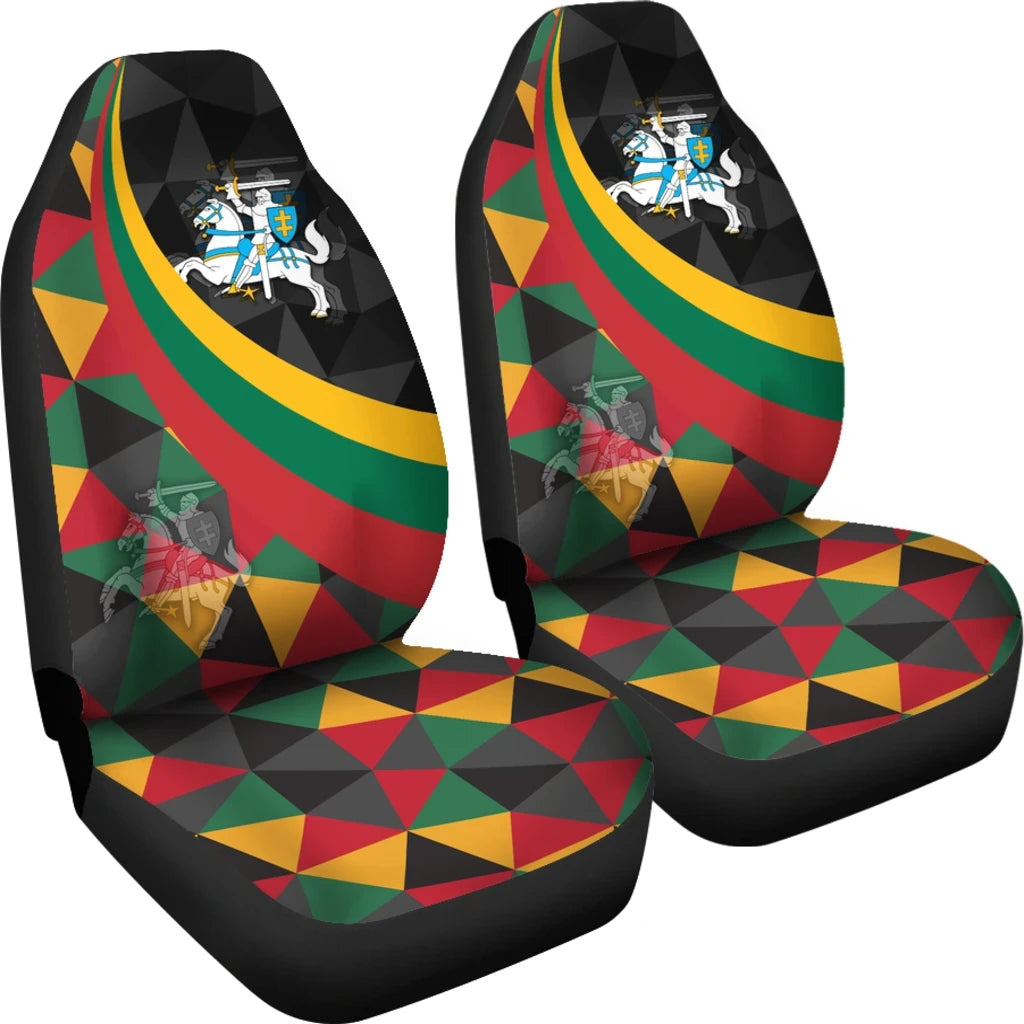 Lithuania car_seat_cover - Lithuania Coat Of Arms with Flag Color RLT6 - Wonder Print Shop