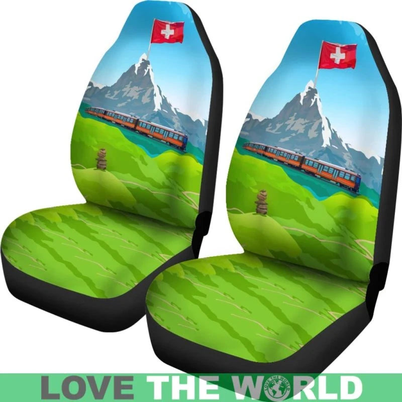 Switzerland Matterhorn and Flag Car Seat Covers RLT13 - Wonder Print Shop