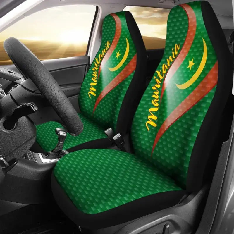 Mauritania Car Seat Covers Mauritania Flag and Coat Of Arms Ver01 RLT12 - Wonder Print Shop