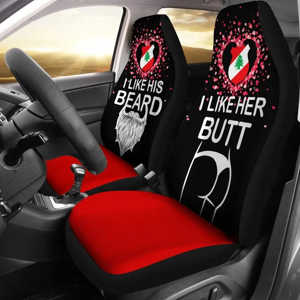Lebanon car_seat_cover Couple Valentine Her Butt - His Beard (Set of Two) RLT6 - Wonder Print Shop