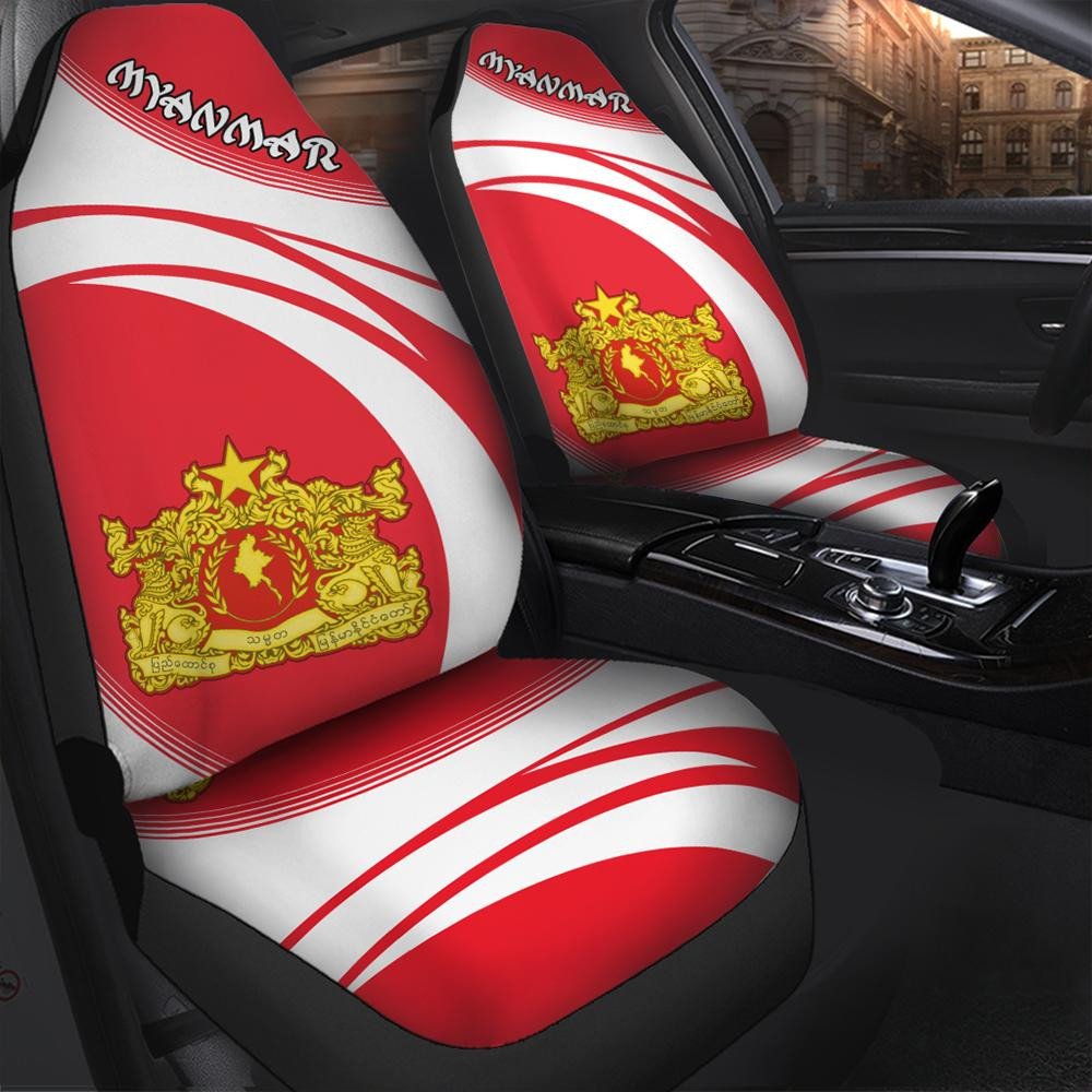Myanmar Coat Of Arms Car Seat Cover Cricket RLT7 - Wonder Print Shop