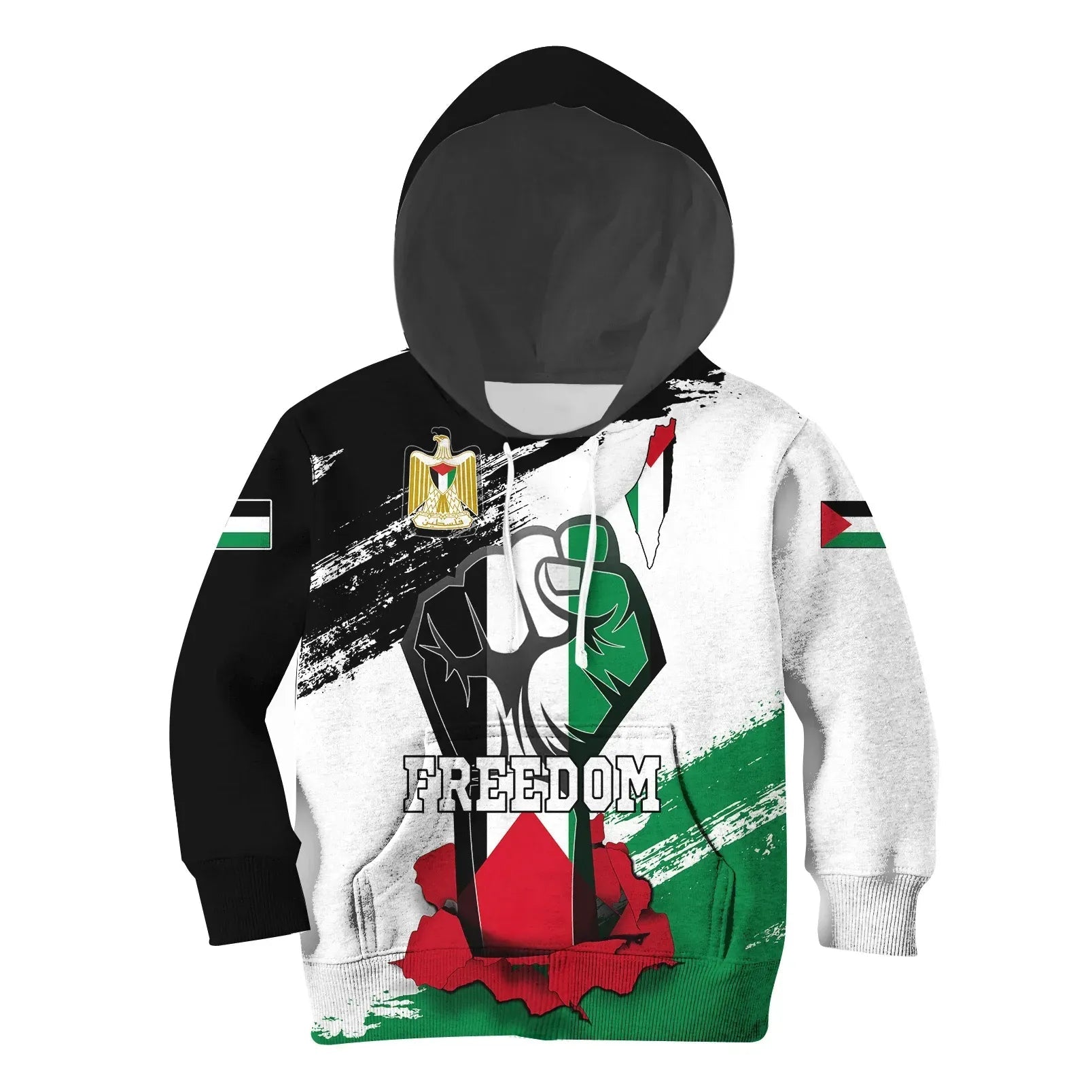 Palestine Freedom Hoodie Kid Flag and Map RLT13 - Wonder Print Shop