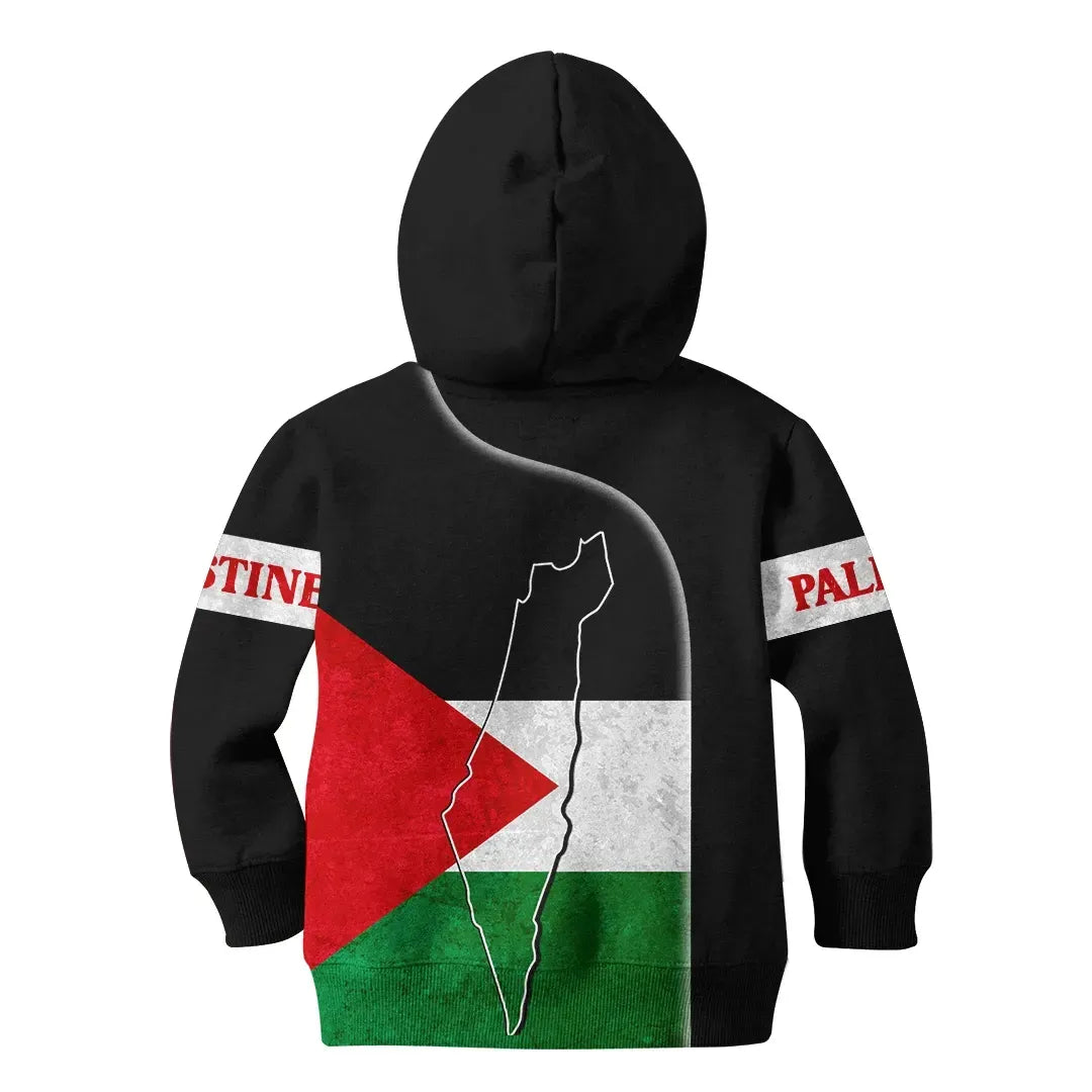 Palestine Flag Hoodie Kid Coat Of Arms RLT13 - Wonder Print Shop