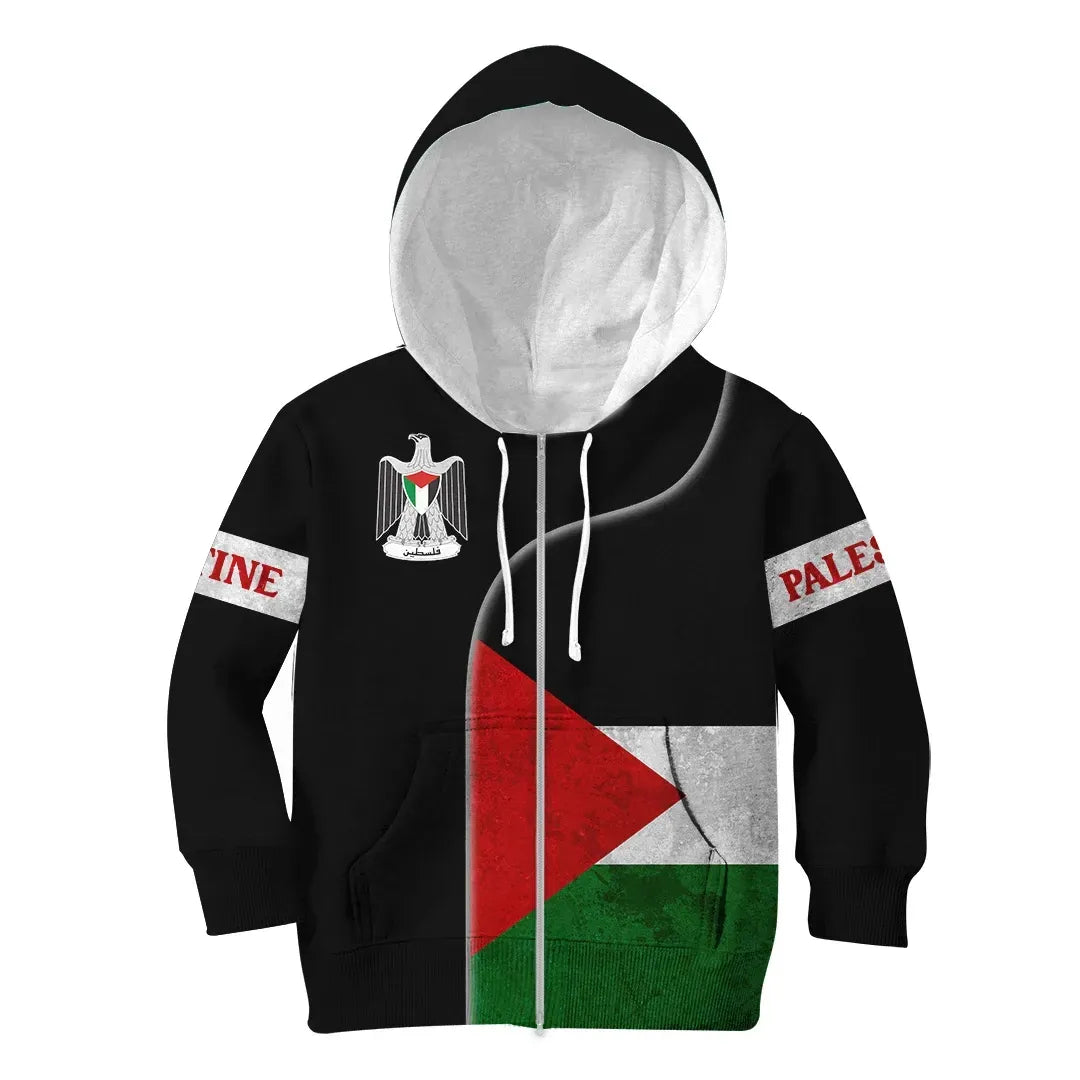 Palestine Flag Hoodie Kid Coat Of Arms RLT13 - Wonder Print Shop