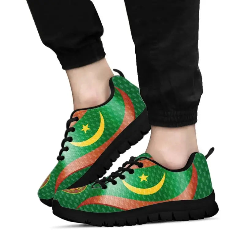 Mauritania Sneakers Mauritania Flag and Coat Of Arms Ver01 RLT12 - Wonder Print Shop