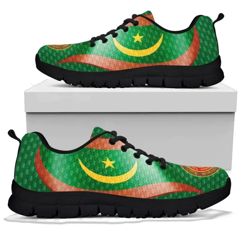 Mauritania Sneakers Mauritania Flag and Coat Of Arms Ver01 RLT12 - Wonder Print Shop