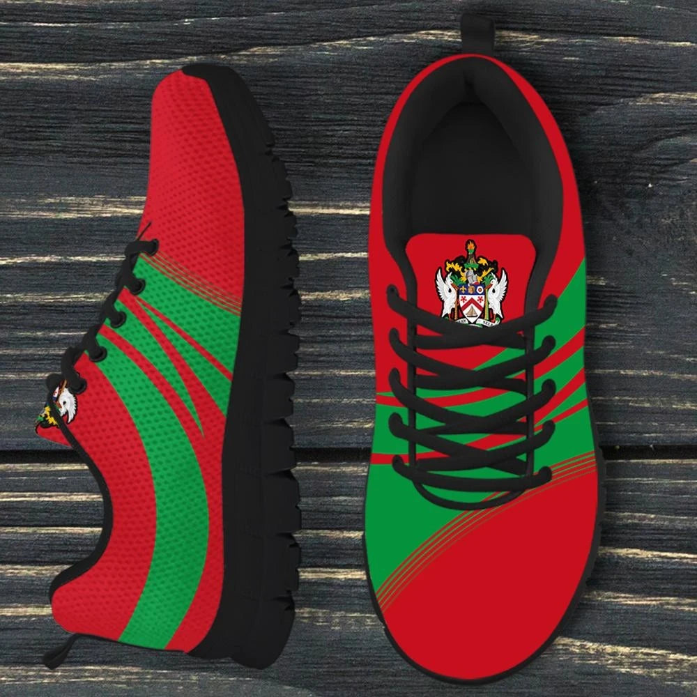 Saint Kitts and Nevis Coat Of Arms Sneakers Cricket RLT6 - Wonder Print Shop