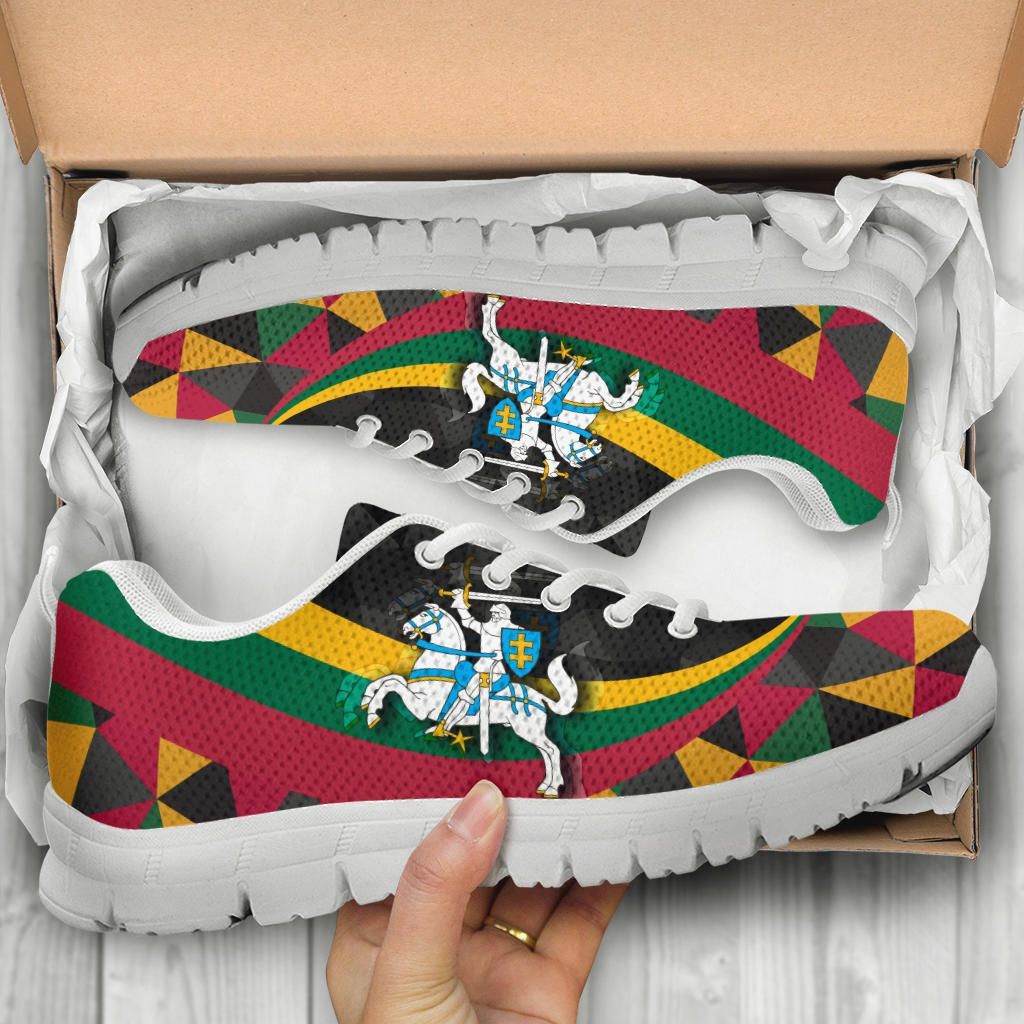 Lithuania Sneakers - Lithuania Coat Of Arms with Flag Color RLT6 - Wonder Print Shop