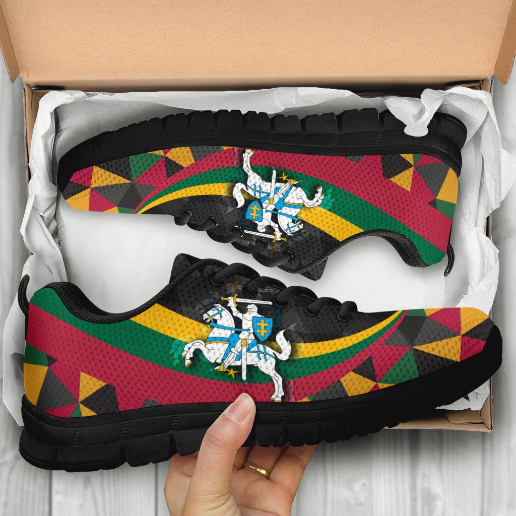Lithuania Sneakers - Lithuania Coat Of Arms with Flag Color RLT6 - Wonder Print Shop