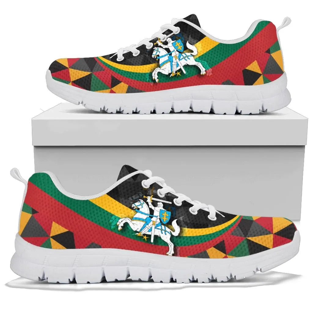Lithuania Sneakers - Lithuania Coat Of Arms with Flag Color RLT6 - Wonder Print Shop