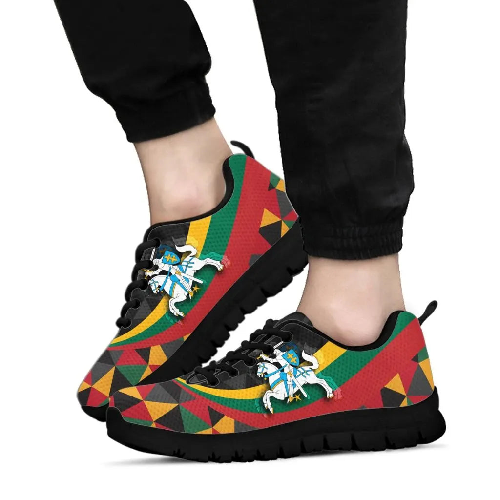 Lithuania Sneakers - Lithuania Coat Of Arms with Flag Color RLT6 - Wonder Print Shop