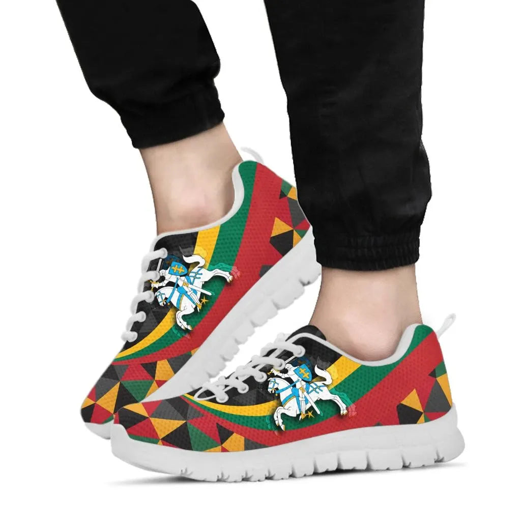 Lithuania Sneakers - Lithuania Coat Of Arms with Flag Color RLT6 - Wonder Print Shop