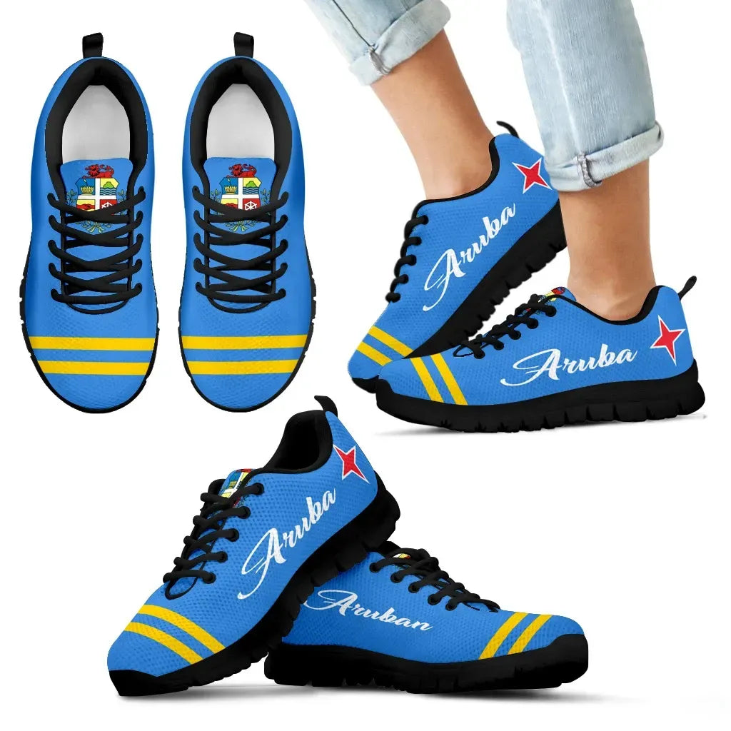 Aruba Sneakers - Aruban Shoes Flag And Coat Of Arms Kid RLT7 - Wonder Print Shop