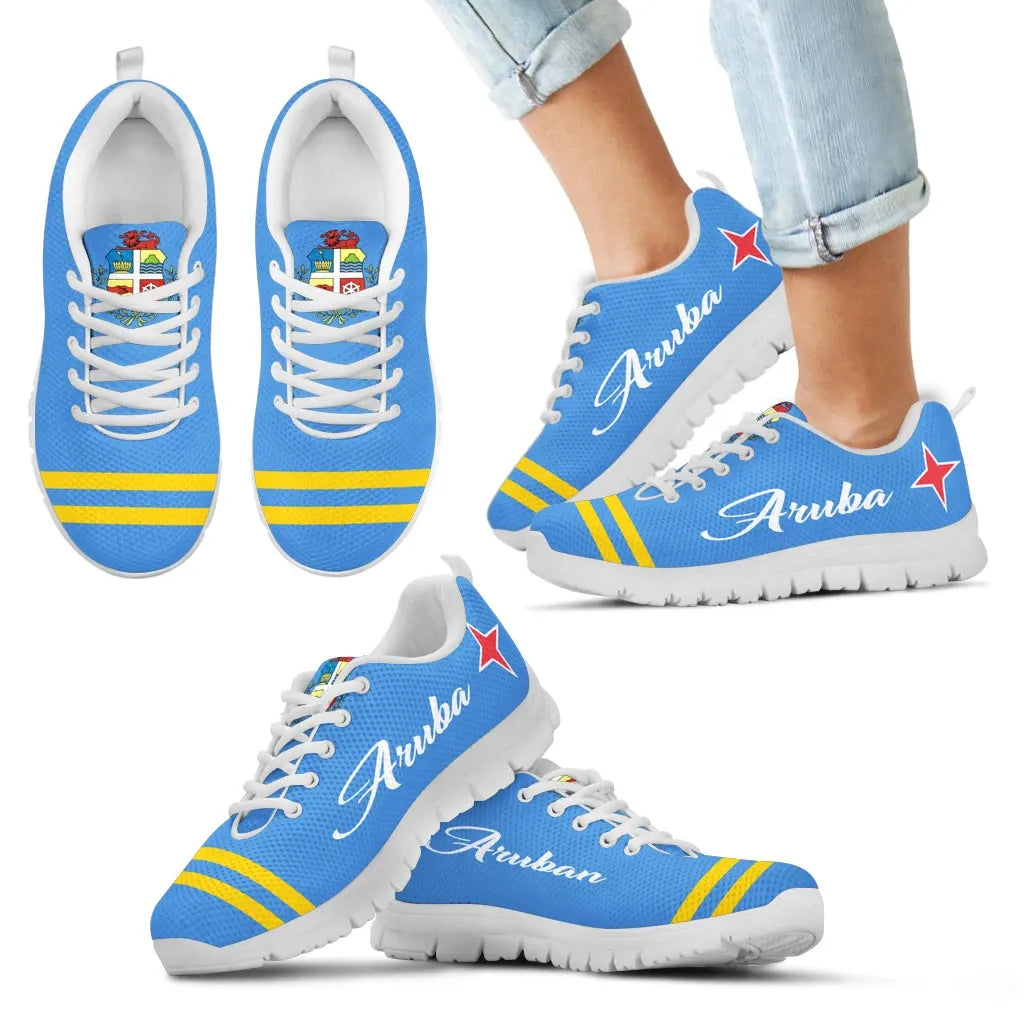 Aruba Sneakers - Aruban Shoes Flag And Coat Of Arms Kid RLT7 - Wonder Print Shop