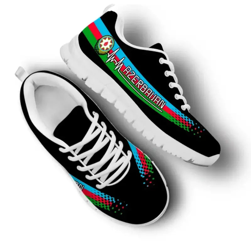 Azerbaijan Heartbeat Sneakers - Black Color RLT8 - Wonder Print Shop