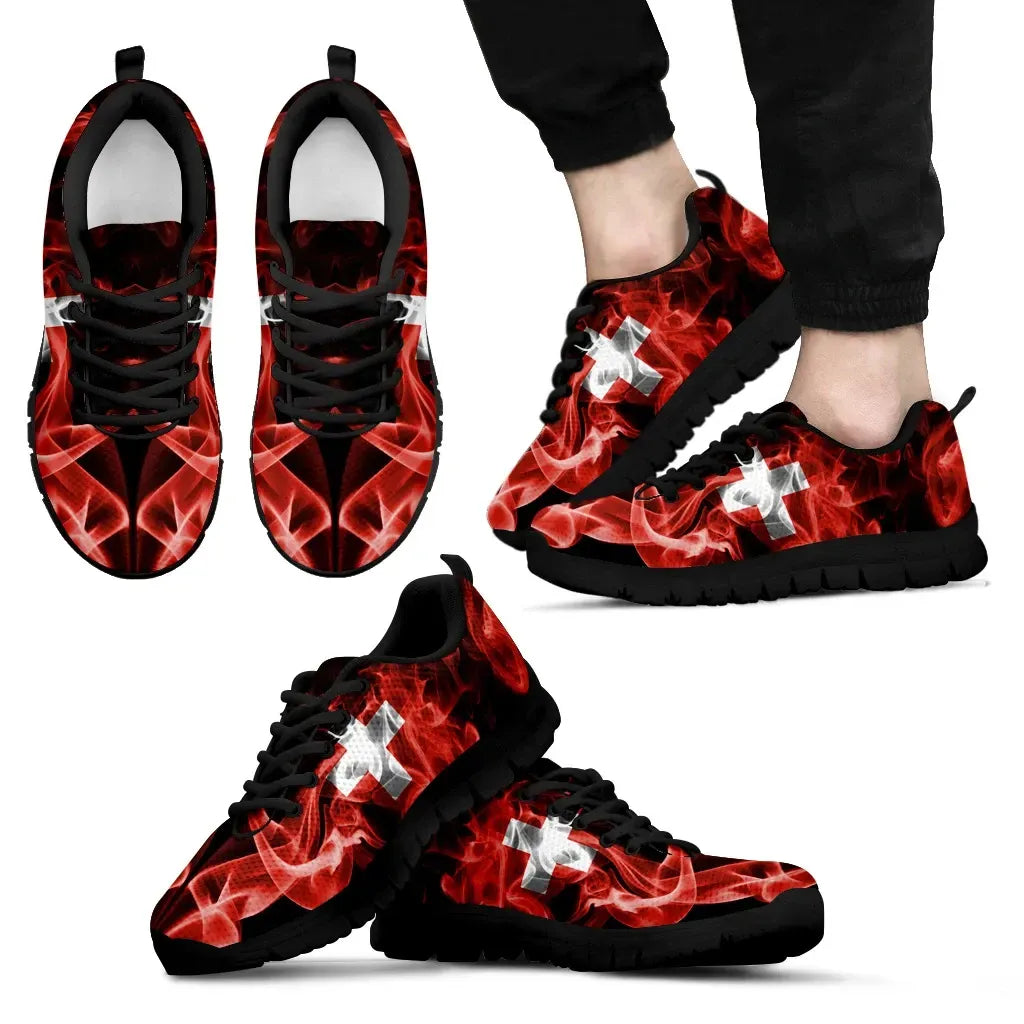 Switzerland Flag Smoke Sneakers RLT13 - Wonder Print Shop