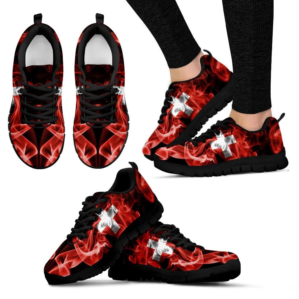 Switzerland Flag Smoke Sneakers RLT13 - Wonder Print Shop