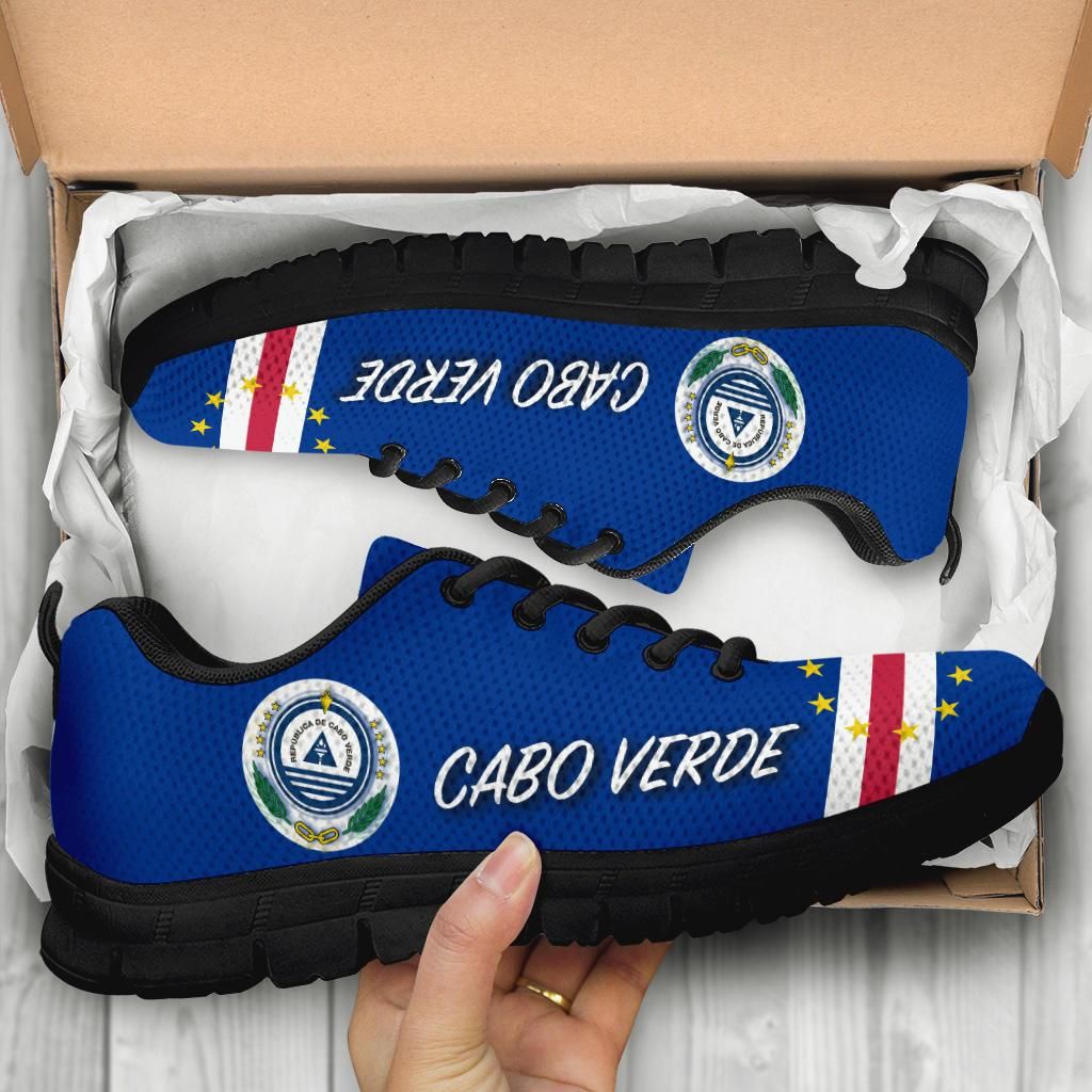 Cabo Verde Sneakers - Cabo Verde Flag And Coat Of Arms RLT7 - Wonder Print Shop