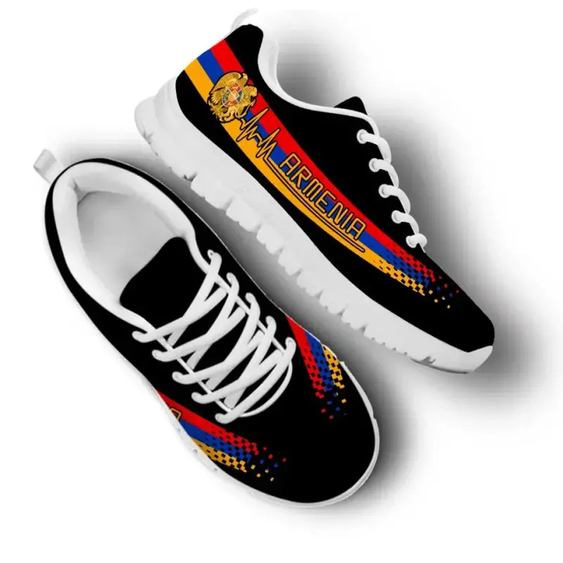 Armenia Heartbeat Sneakers - Black Color RLT8 - Wonder Print Shop