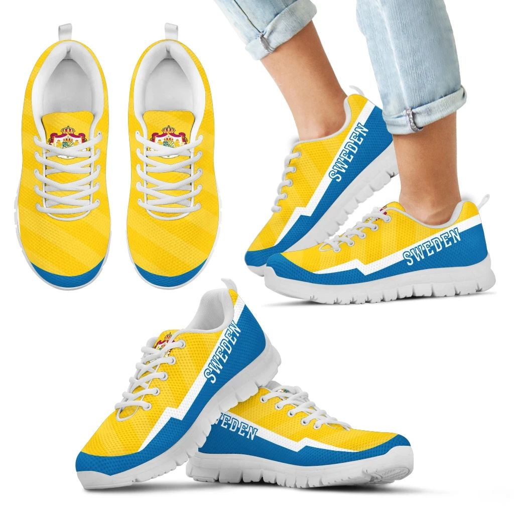 Sweden Coat Of Arms Sneakers Lighting Style RLT7 - Wonder Print Shop