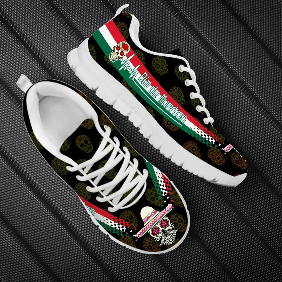 Mexico Day Of The Dead Heartbeat Sneakers RLT13 - Wonder Print Shop