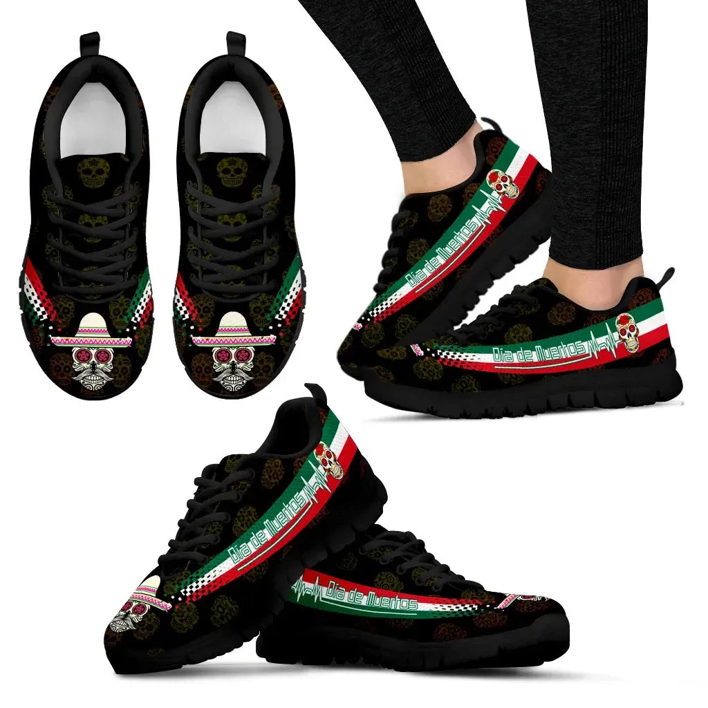 Mexico Day Of The Dead Heartbeat Sneakers RLT13 - Wonder Print Shop