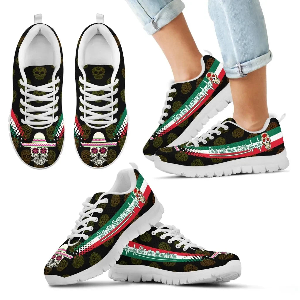 Mexico Day Of The Dead Heartbeat Sneakers RLT13 - Wonder Print Shop