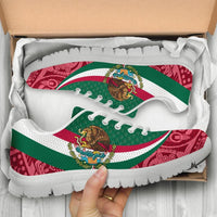 Mexico Sneakers Mexico Coat Of Arms With Aztec Patterns RLT13 - Wonder Print Shop