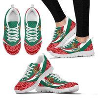 Mexico Sneakers Mexico Coat Of Arms With Aztec Patterns RLT13 - Wonder Print Shop