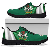 Nigeria Sneakers Nigerian Waving Flag With Coat Of Arms RLT8 - Wonder Print Shop
