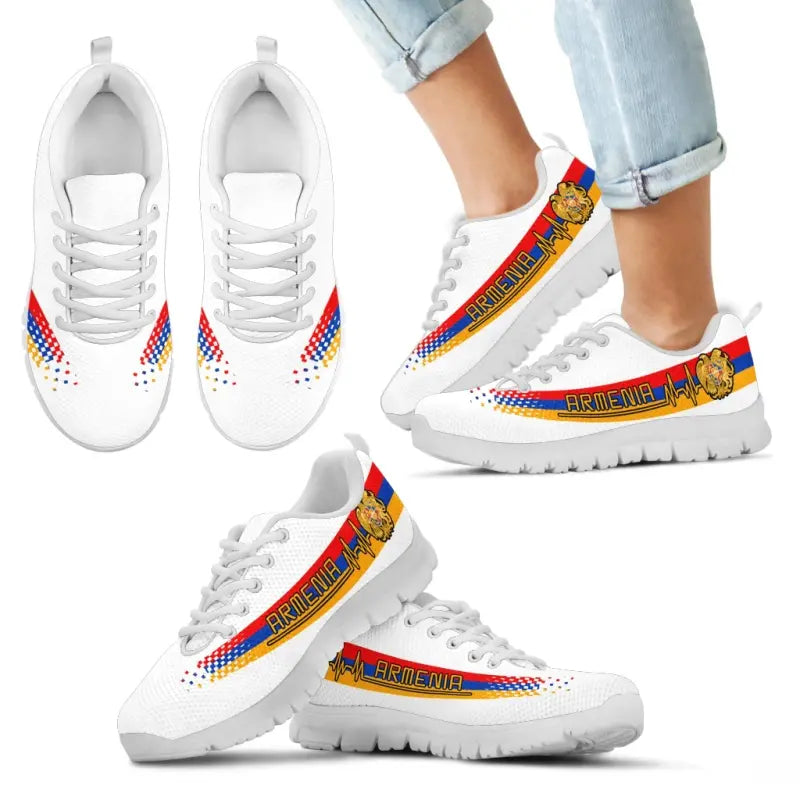 Armenia Heartbeat Sneakers - White Color RLT8 - Wonder Print Shop