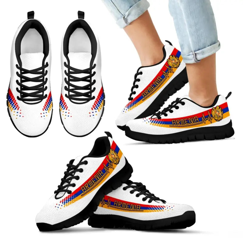 Armenia Heartbeat Sneakers - White Color RLT8 - Wonder Print Shop