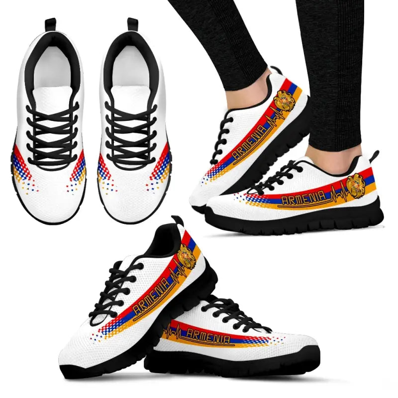 Armenia Heartbeat Sneakers - White Color RLT8 - Wonder Print Shop