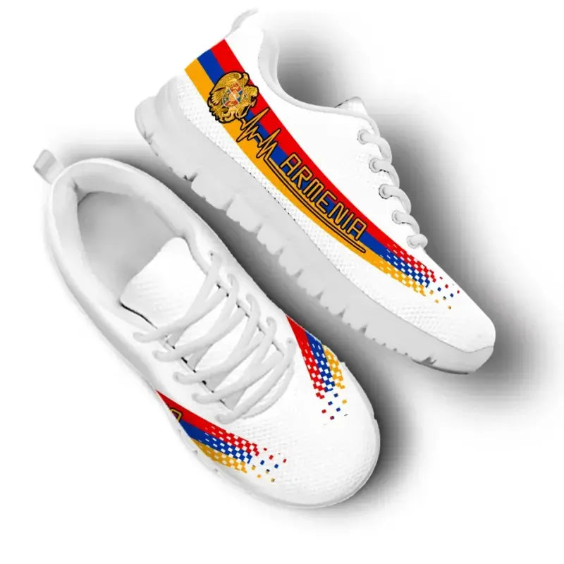 Armenia Heartbeat Sneakers - White Color RLT8 - Wonder Print Shop
