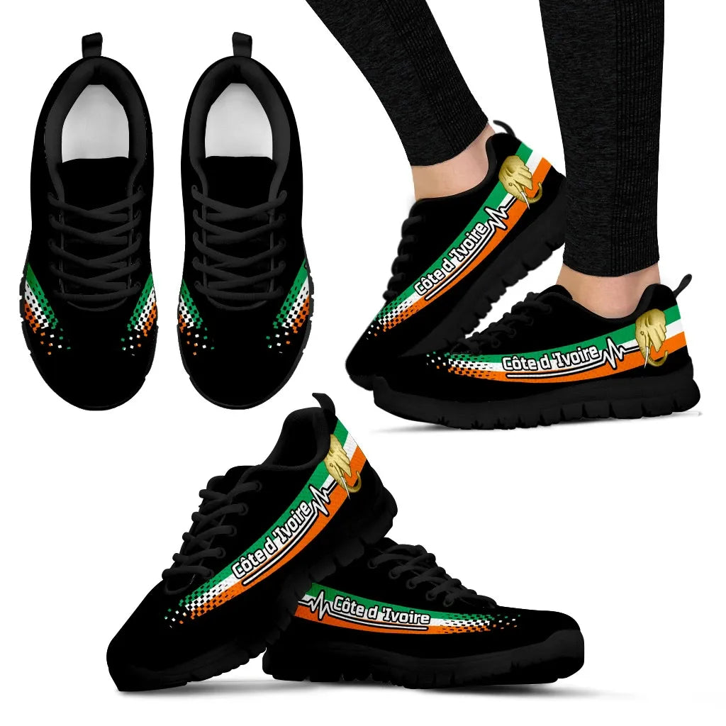 Ced'Ivoire - Ivory Coast Heartbeat Sneakers RLT7 - Wonder Print Shop