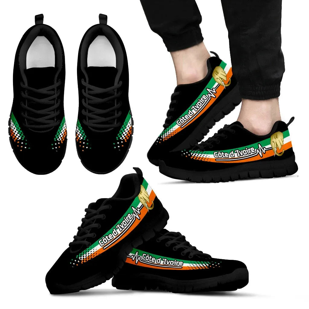 Ced'Ivoire - Ivory Coast Heartbeat Sneakers RLT7 - Wonder Print Shop