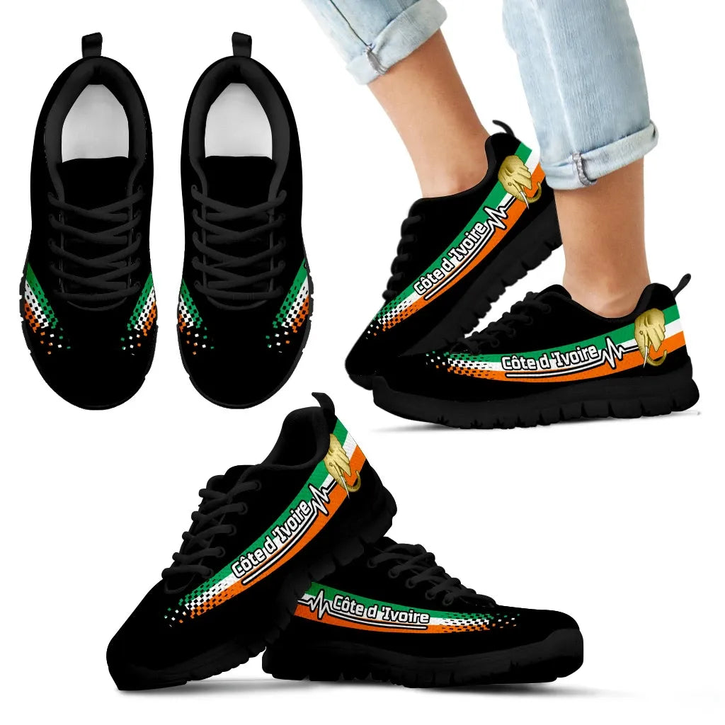 Ced'Ivoire - Ivory Coast Heartbeat Sneakers RLT7 - Wonder Print Shop