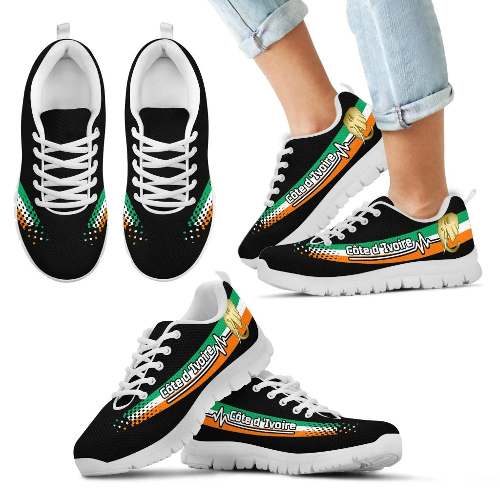 Ced'Ivoire - Ivory Coast Heartbeat Sneakers RLT7 - Wonder Print Shop