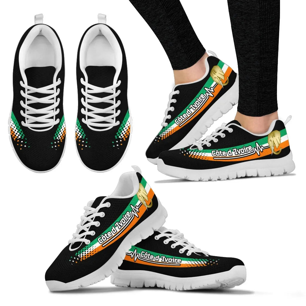 Ced'Ivoire - Ivory Coast Heartbeat Sneakers RLT7 - Wonder Print Shop