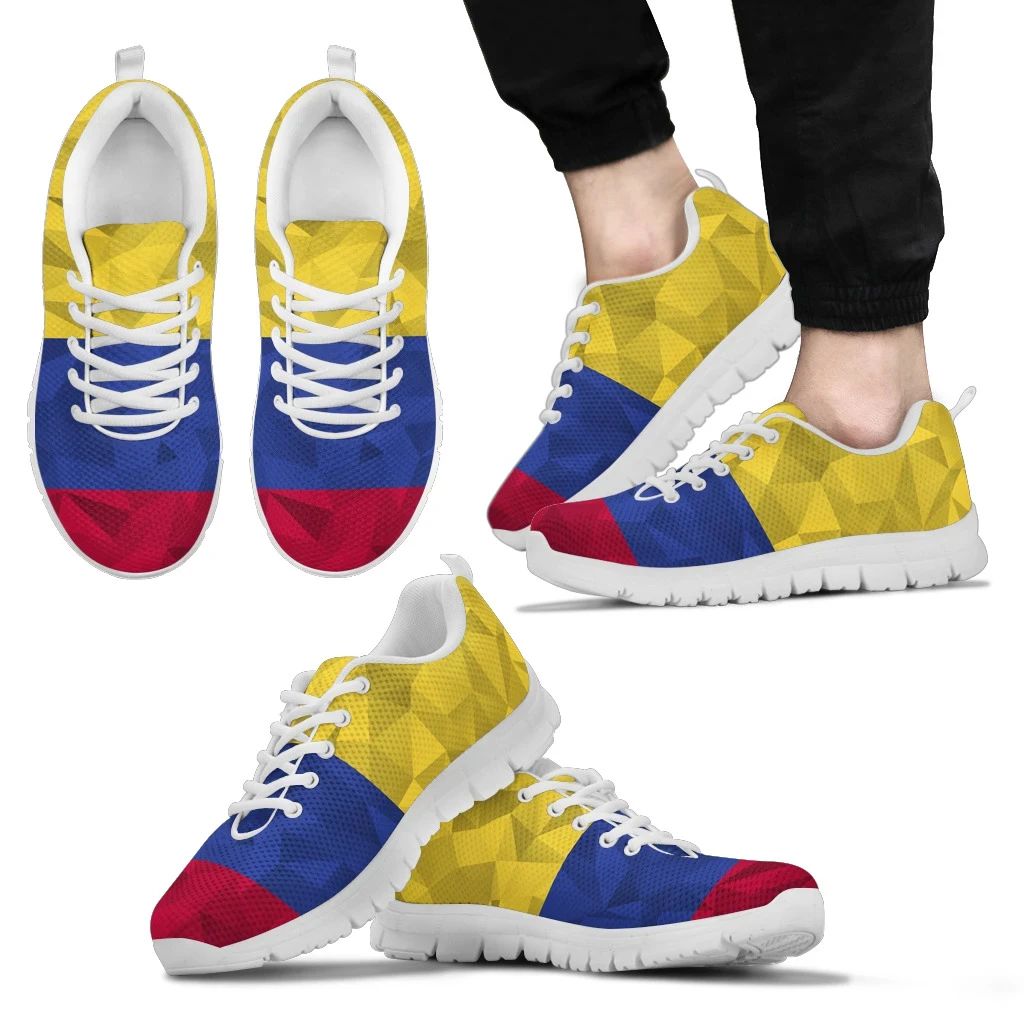 Polygonal Colombia Flag Sneakers RLT7 - Wonder Print Shop